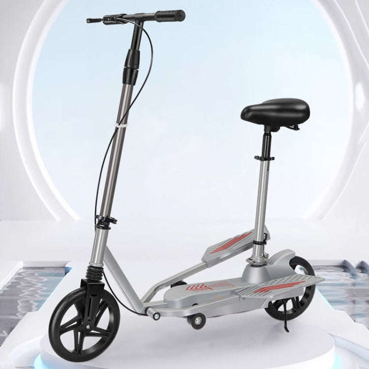 Adult Folding Scooter Two-wheeled Mobility Scooter Double Wing Pedal Bike With Seat(Silver)