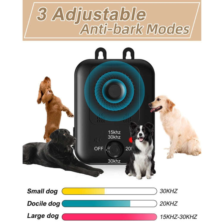 Non-Shock Dog Barking Deterrent Device Ultrasonic Bark Stopper Dog Repeller(Black)