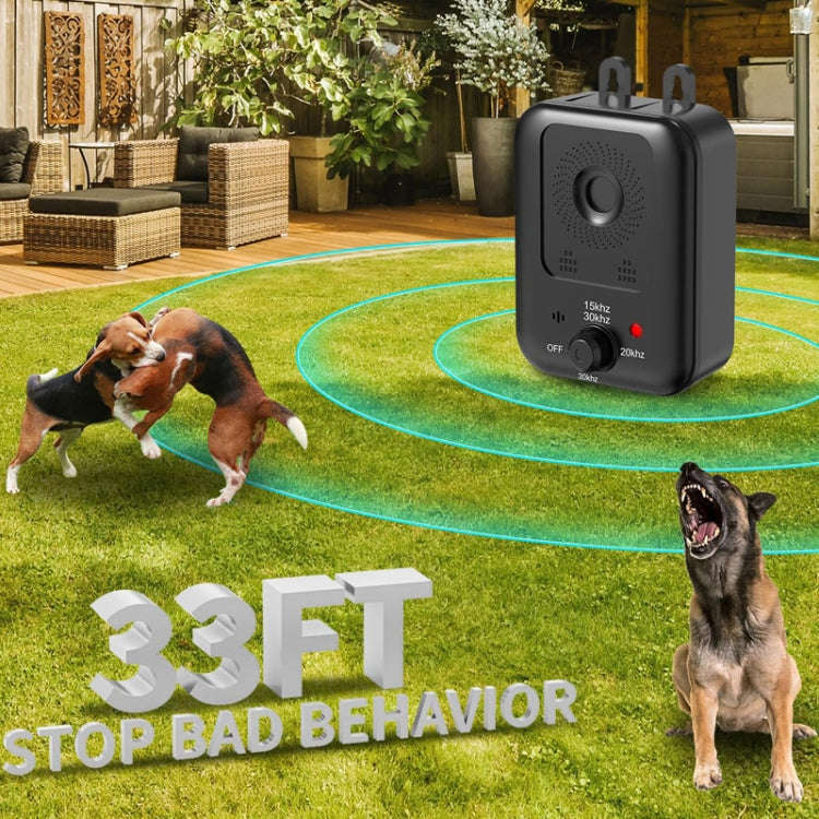 Non-Shock Dog Barking Deterrent Device Ultrasonic Bark Stopper Dog Repeller(Black)