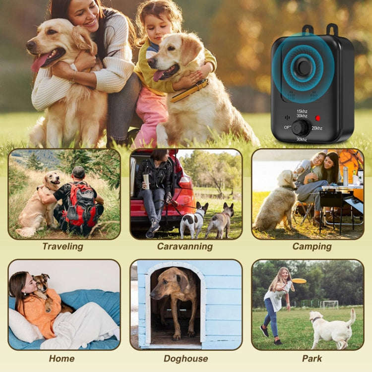 Non-Shock Dog Barking Deterrent Device Ultrasonic Bark Stopper Dog Repeller(Black)