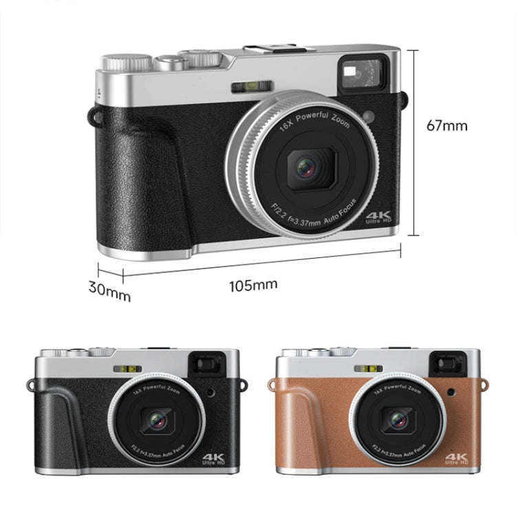 DC202L 2.8-Inch 4K HD 16X Zoom Photography Digital Camera Home SLR Camera, Color: Brown UK Plug