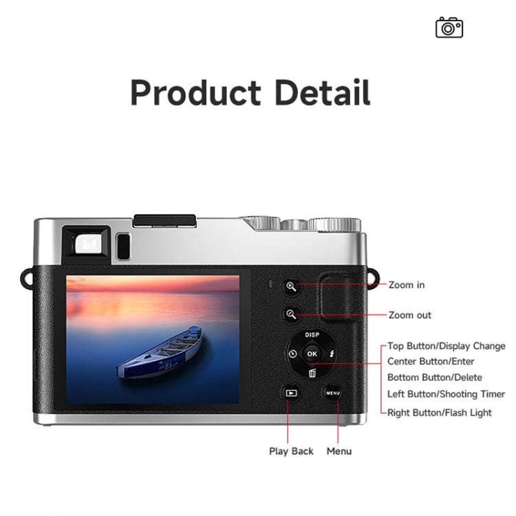 DC202L 2.8-Inch 4K HD 16X Zoom Photography Digital Camera Home SLR Camera, Color: Black UK Plug