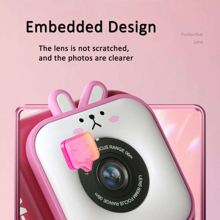 2.4 Inch IPS Screen 48MP Dual Lens Kids Digital Camera Mini Video Camera Without TF Card Pink Bunny