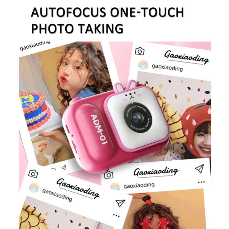 2.4 Inch IPS Screen 48MP Dual Lens Kids Digital Camera Mini Video Camera With 64G TF Card Pink Bunny