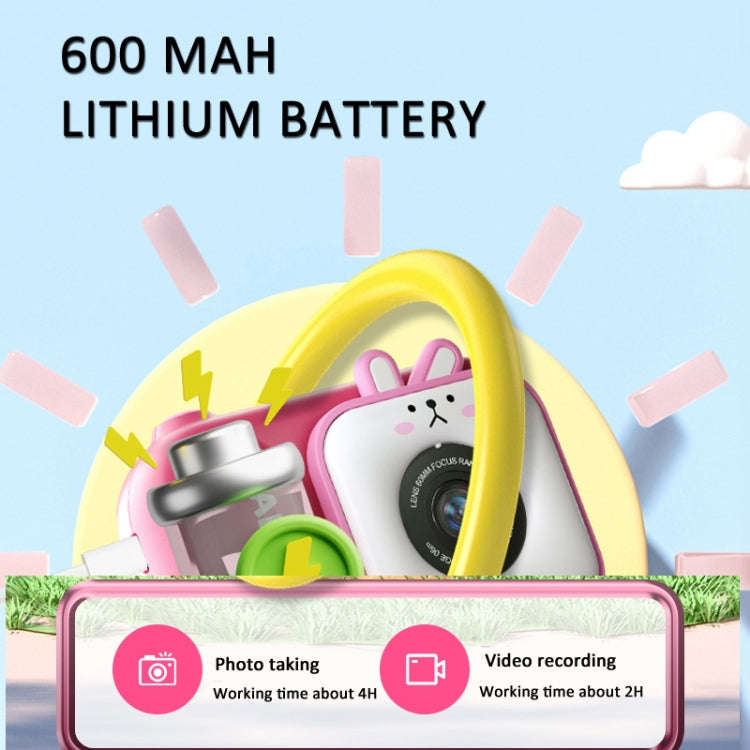 2.4 Inch IPS Screen 48MP Dual Lens Kids Digital Camera Mini Video Camera With 64G TF Card Pink Bunny
