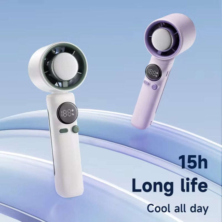 Turbo Handheld Small Fan Outdoor 100-speed Cooling Fan Built-in 4000 mAh Battery(Light Purple)