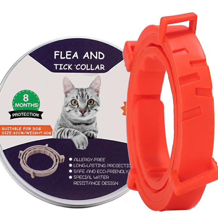 Flea and Tick Collar for Dogs Cats With Aluminum Case, Size: 38cm Orange