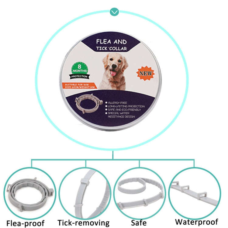 Flea and Tick Collar for Dogs Cats With Aluminum Case, Size: 38cm Orange