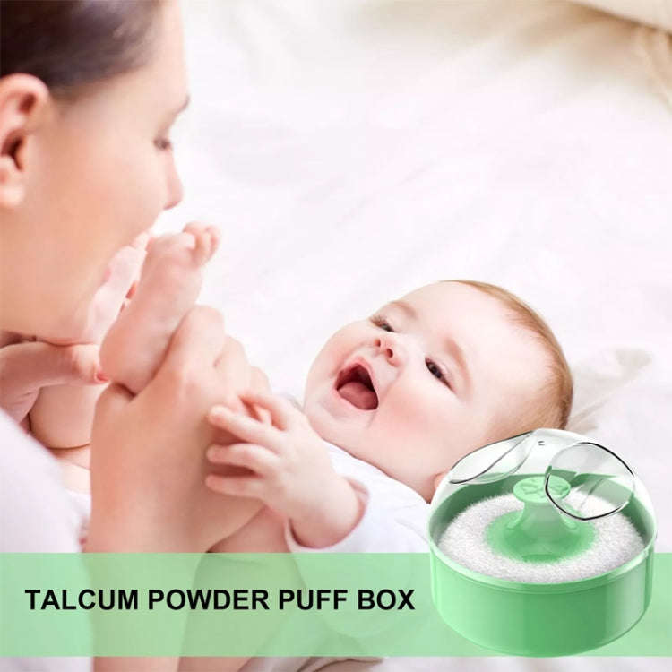 Hair Salon Cleanup Dry Powder Wipe Baby Talcum Powder Puff Box(Green)