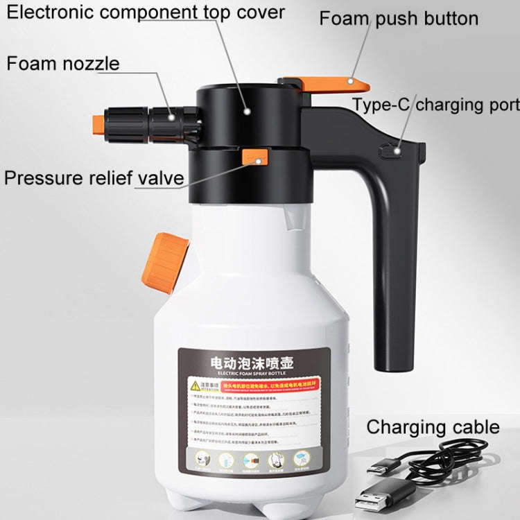 2L Car Wash Electric Foam Sprayer Rechargeable Pressurized PA Pot Electric Booster Sprayer(Grey)