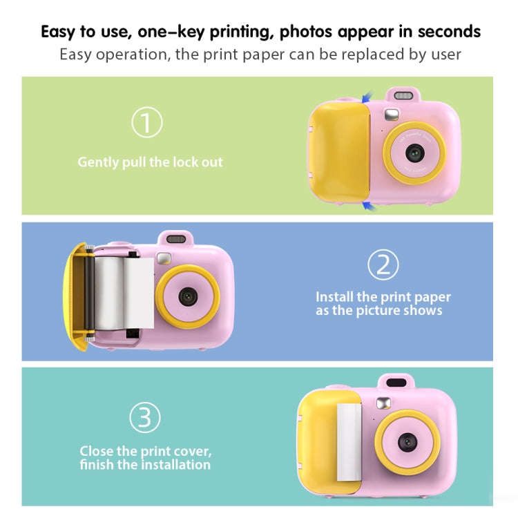 2.4-Inch Smart Digital Kids Thermal Printing Camera With Printing Paper, Color: 503AF Blue Focus