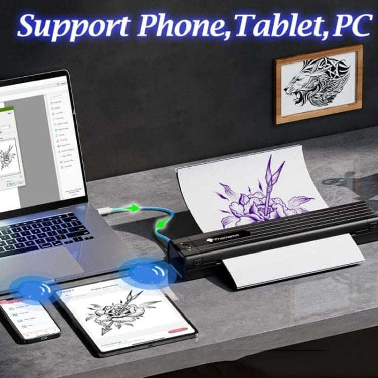 Phomemo TP83-BK Wireless Tattoo Stencil Printer With 10pcs Transfer Paper(Black)