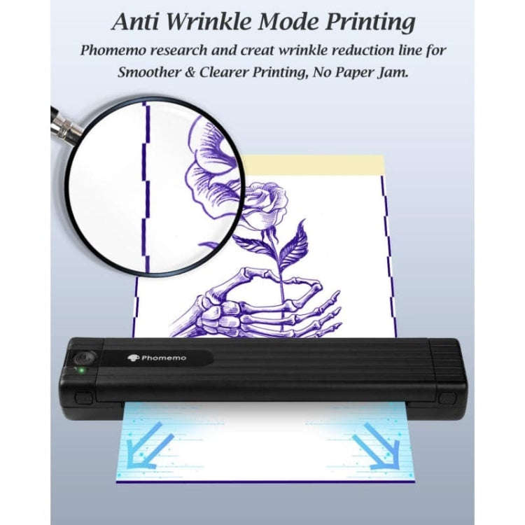 Phomemo TP83-BK Wireless Tattoo Stencil Printer With 10pcs Transfer Paper(Black)
