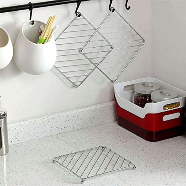 Square Stainless Steel Electroplating Kitchen Thickened Pot Rack Household Heat Insulating Mat An...