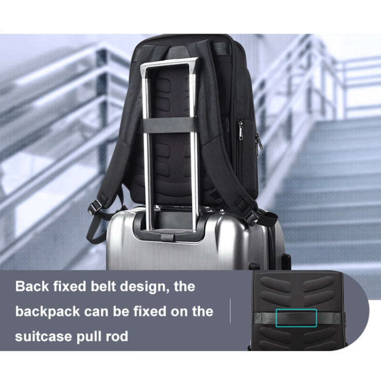 Bopai 61-51011 Large-Capacity Waterproof Business Laptop Backpack With USB+Type-C Port(Black)