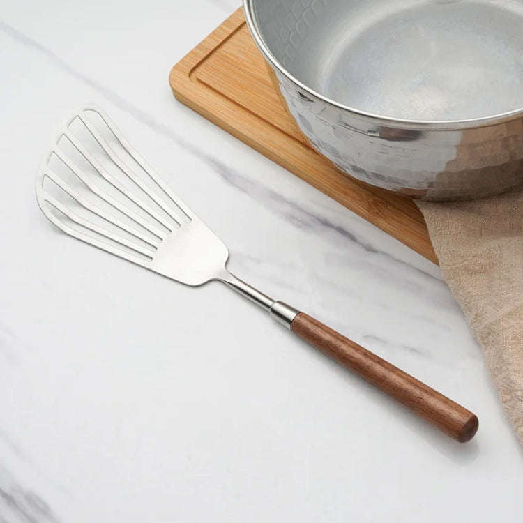 304 Stainless Steel Walnut Handle Cooking Tools Home Restaurant Kitchen Gadgets, Style: Frying Sp...
