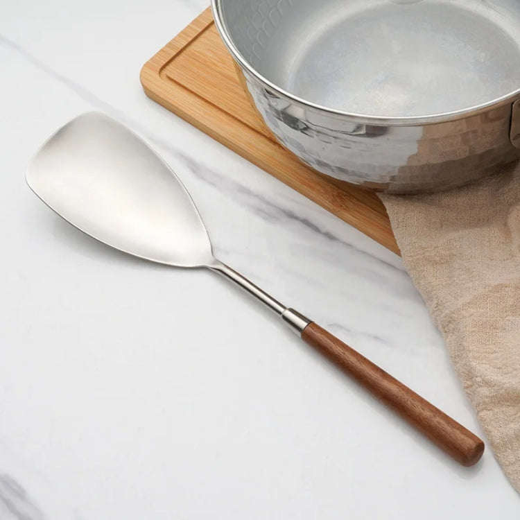 304 Stainless Steel Walnut Handle Cooking Tools Home Restaurant Kitchen Gadgets, Style: Rice Spoon