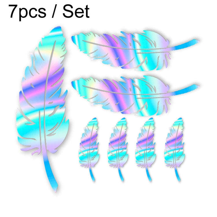 7pcs / Set Car Feather Scratch Decal 3D Reflective Bumper Stickers(Colorful Radium Color)