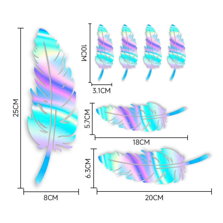 7pcs / Set Car Feather Scratch Decal 3D Reflective Bumper Stickers(Colorful Radium Color)