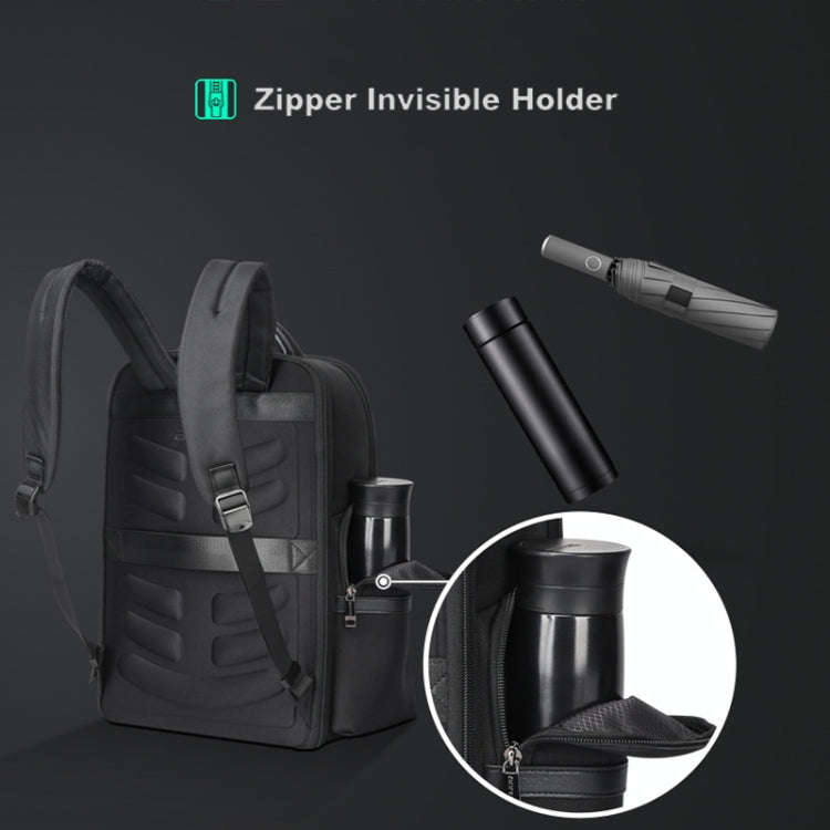 Bopai 61-120511 arge-capacity Travel Business Laptop Backpack With USB+Type-C Port(Black)
