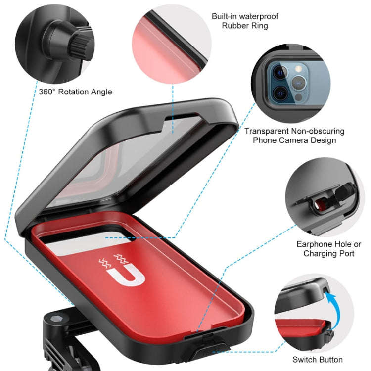 Waterproof Motorcycle Bicycle Cell Phone Holder 360 Rotating Riding Navigation Holder, Model: Han...