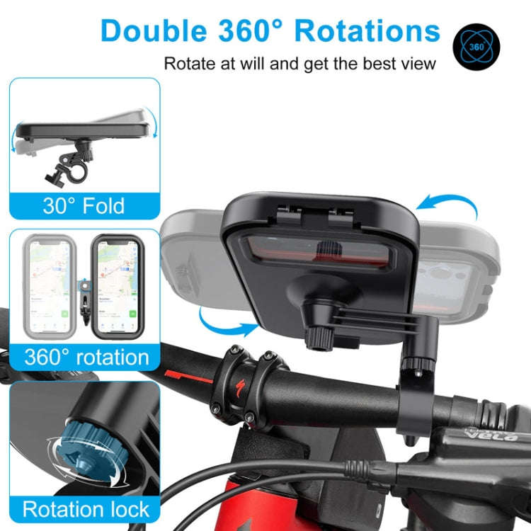 Waterproof Motorcycle Bicycle Cell Phone Holder 360 Rotating Riding Navigation Holder, Model: Han...