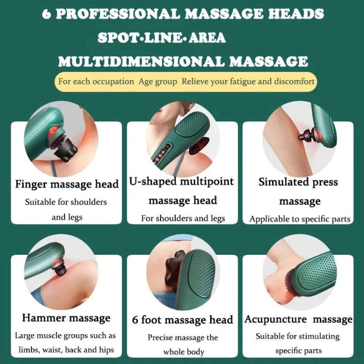 6 In 1 Handheld Body Massager 15 Modes Heating Vibration Massage Stick(Green)
