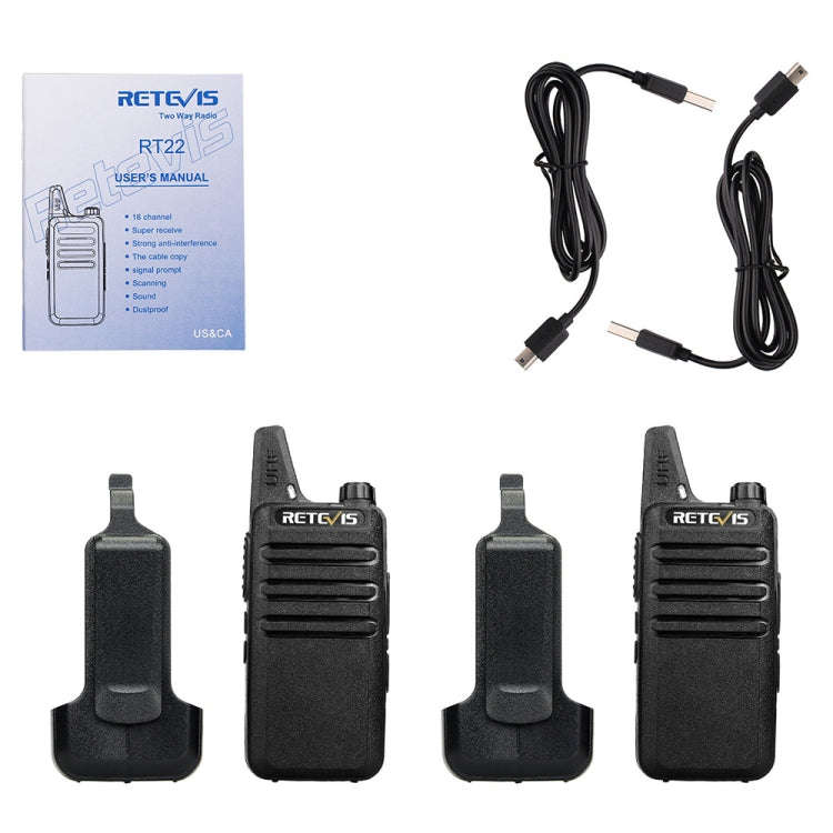 RETEVIS RT22 Hotel Mini Charging Two-Way Wireless Intercom Walkie Talkie(US Frequency with Plug)