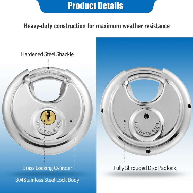 90mm Household Anti-Theft Rust-Proof And Waterproof Pure Copper Core Round Padlock