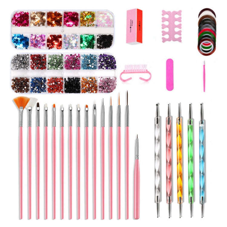 Nail Art Tools Set Nail Painting Pen Dotting Pen Filing Strip Rhinestone Butterfly Sequin Jewelry...