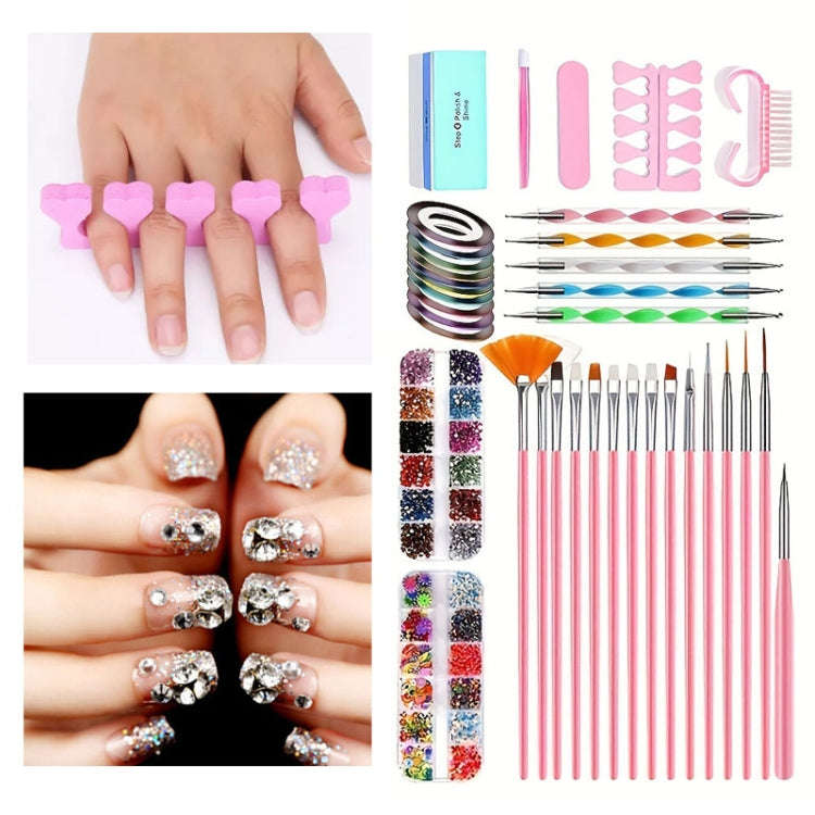 Nail Art Tools Set Nail Painting Pen Dotting Pen Filing Strip Rhinestone Butterfly Sequin Jewelry...