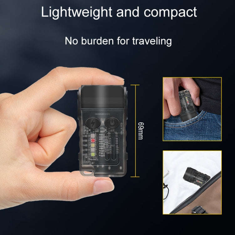 V20 Portable Keychain Light Rechargeable Bright Mini Flashlight(Black Purple Light)