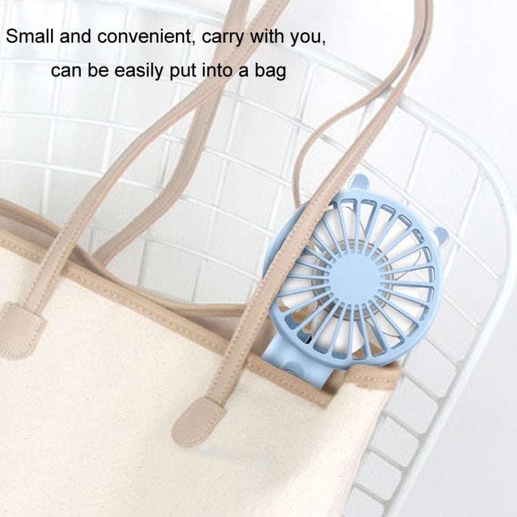 Mini USB Handheld Fan Rechargeable Portable Desktop Phone Holder(Light Blue)