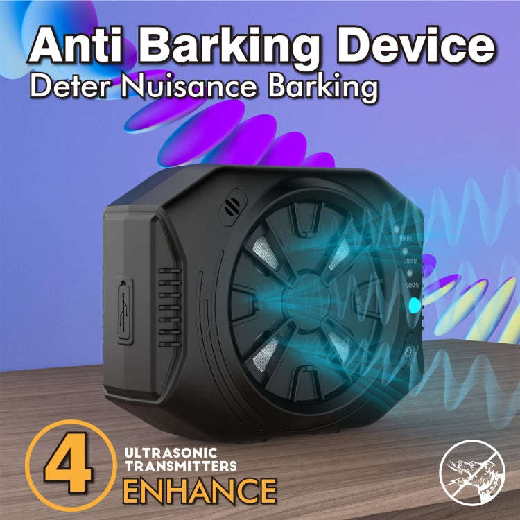 Ultrasonic Anti Dog Bark Device 3 Adjustable Levels Waterproof Bark Silencer(Black)