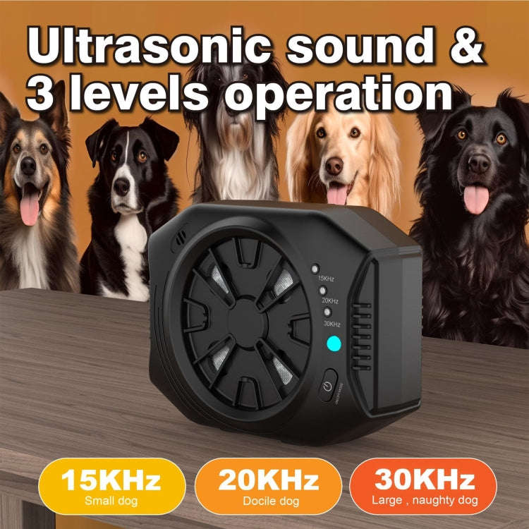 Ultrasonic Anti Dog Bark Device 3 Adjustable Levels Waterproof Bark Silencer(Black)