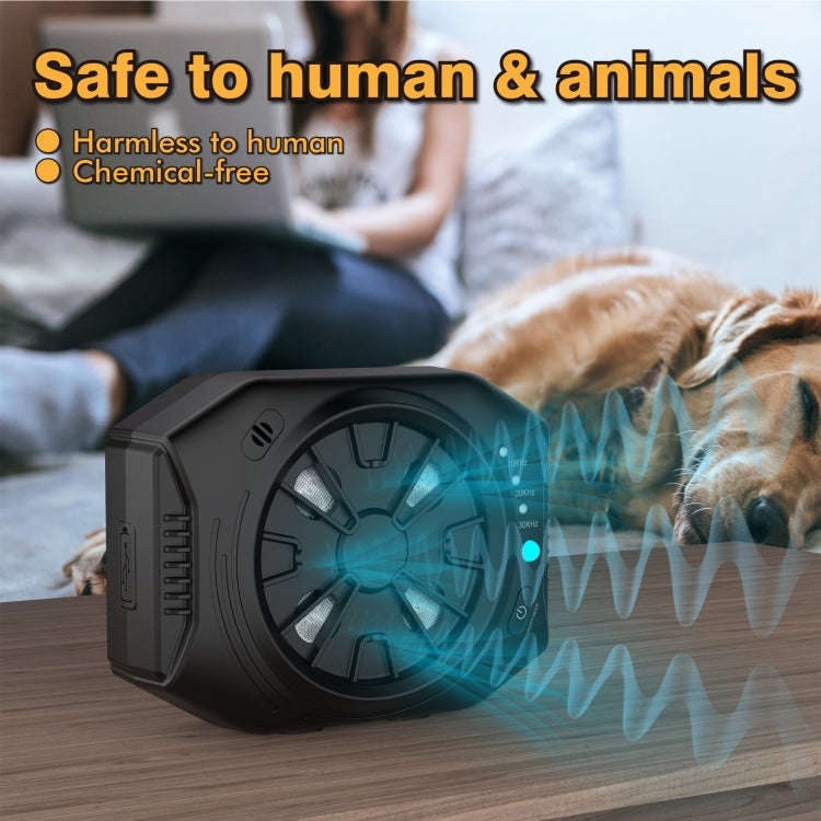 Ultrasonic Anti Dog Bark Device 3 Adjustable Levels Waterproof Bark Silencer(Black)