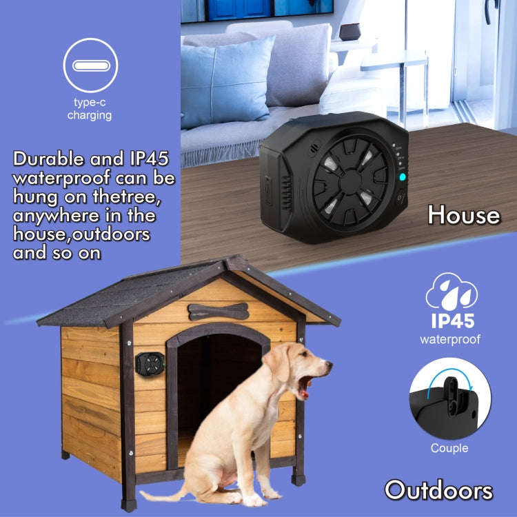 Ultrasonic Anti Dog Bark Device 3 Adjustable Levels Waterproof Bark Silencer(Black)