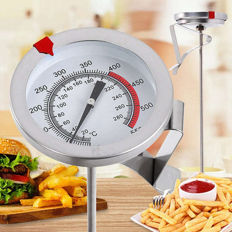 30cm Long Stem Stainless Steel Thermometer with Pot Clip for Frying, Cooking, Turkey, Food, Milk