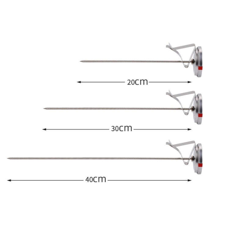 30cm Long Stem Stainless Steel Thermometer with Pot Clip for Frying, Cooking, Turkey, Food, Milk