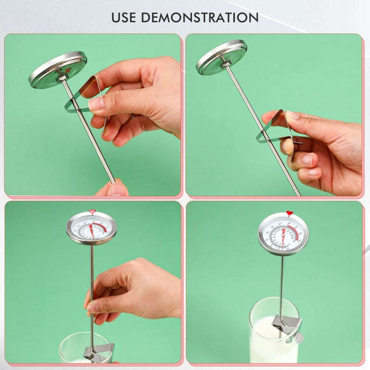 30cm Long Stem Stainless Steel Thermometer with Pot Clip for Frying, Cooking, Turkey, Food, Milk