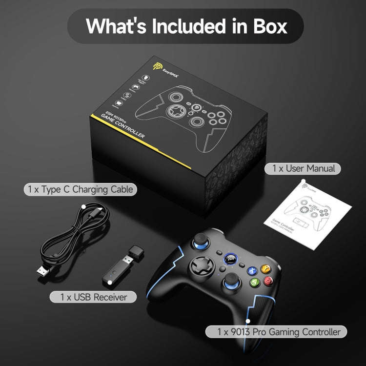 EasySMX 9013Pro  Wireless Game Controller For Switch / PS3 / IOS / Android / PC(Black Blue)
