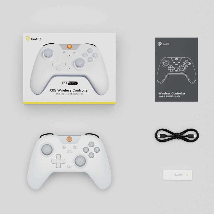 EasySMX X05 Wireless Gamepad Hall RGB Effect Controller For PC / Phone / Switch / Steam Deck(White)