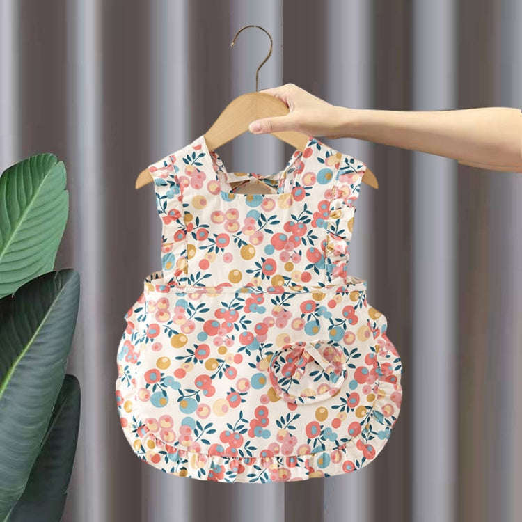 Children Summer Sleeveless Bibs Flowery Eating Reversible Clothes, Style: Cherry(Size: 110)