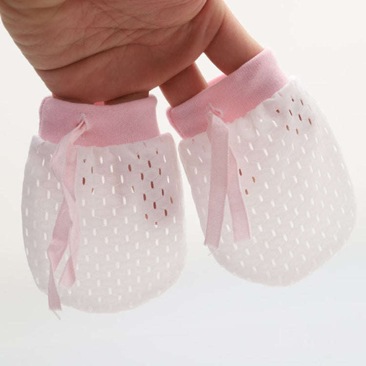 Newborn Baby Anti-Scratching Mesh Mittens Summer Breathable Elastic Lacing Adjustable Gloves, Col...