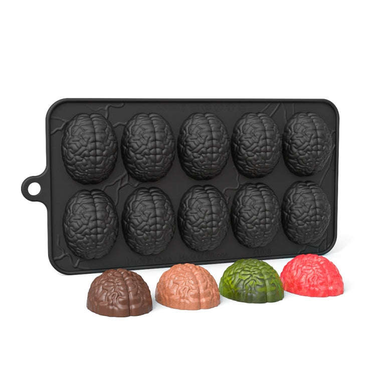 10 Grids Brain Halloween Chocolate Mould Homemade Brain Cake Mould DIY Candy Soft Molds(Black)