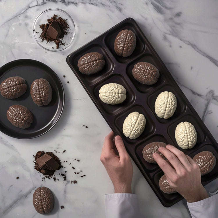 10 Grids Brain Halloween Chocolate Mould Homemade Brain Cake Mould DIY Candy Soft Molds(Black)