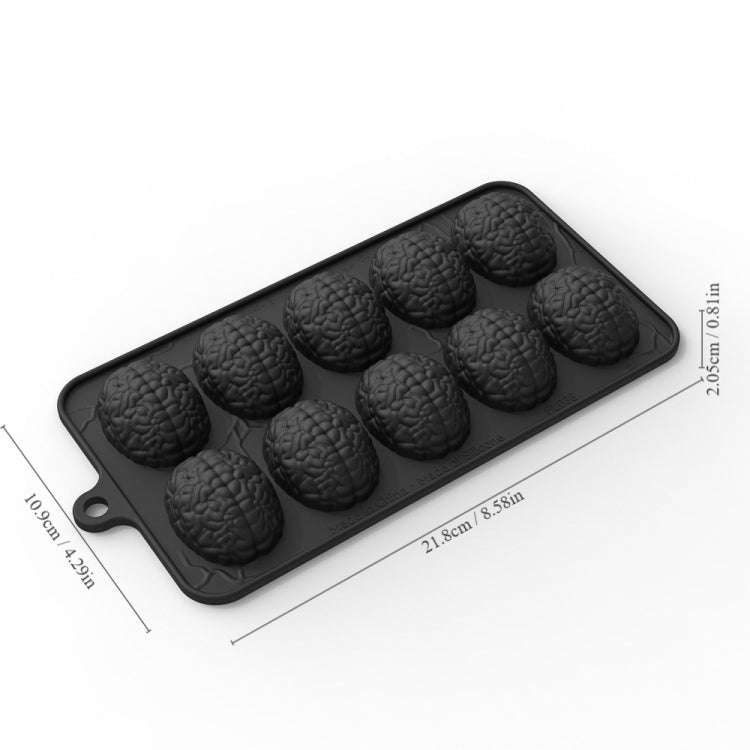 10 Grids Brain Halloween Chocolate Mould Homemade Brain Cake Mould DIY Candy Soft Molds(Black)