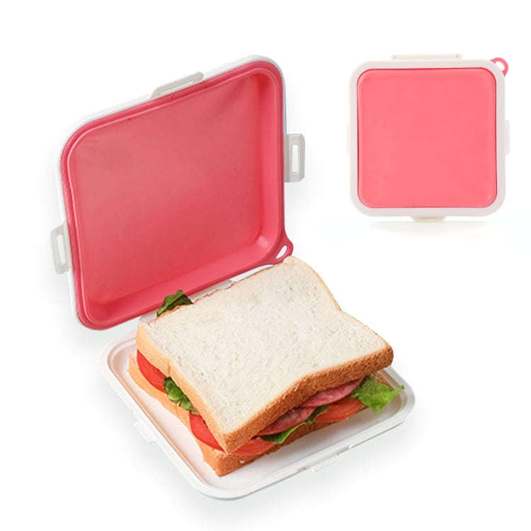 Sandwich Bread Fresh-keeping Storage Box Silicone Portable Take-out Lunch Box(Pink)