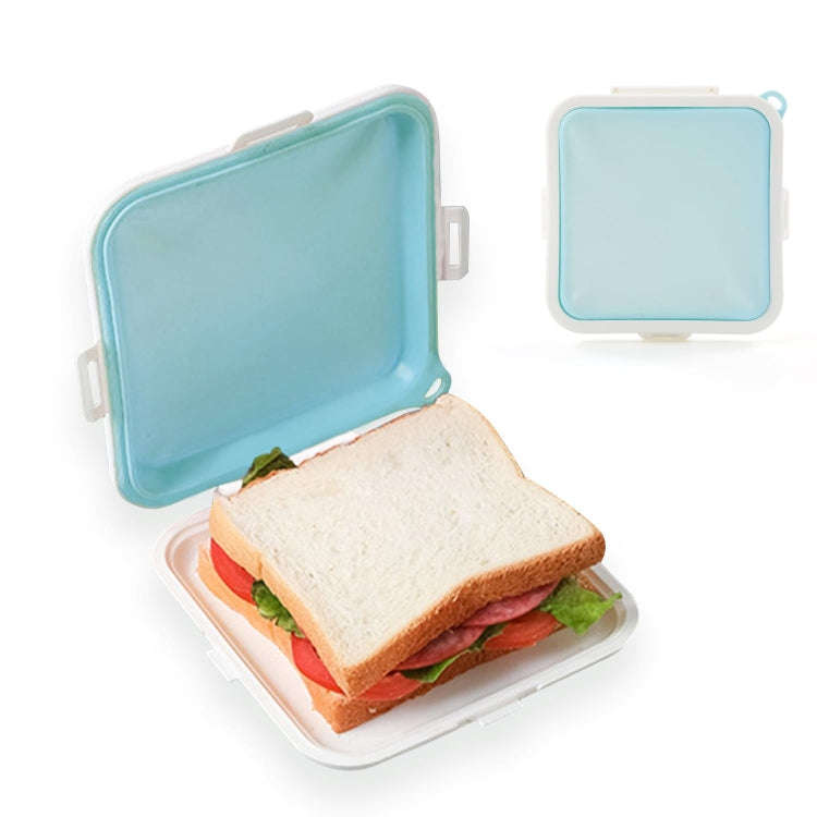 Sandwich Bread Fresh-keeping Storage Box Silicone Portable Take-out Lunch Box(Blue)