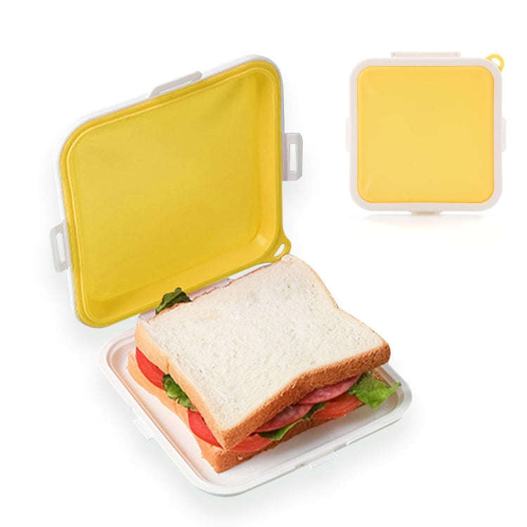 Sandwich Bread Fresh-keeping Storage Box Silicone Portable Take-out Lunch Box(Yellow)